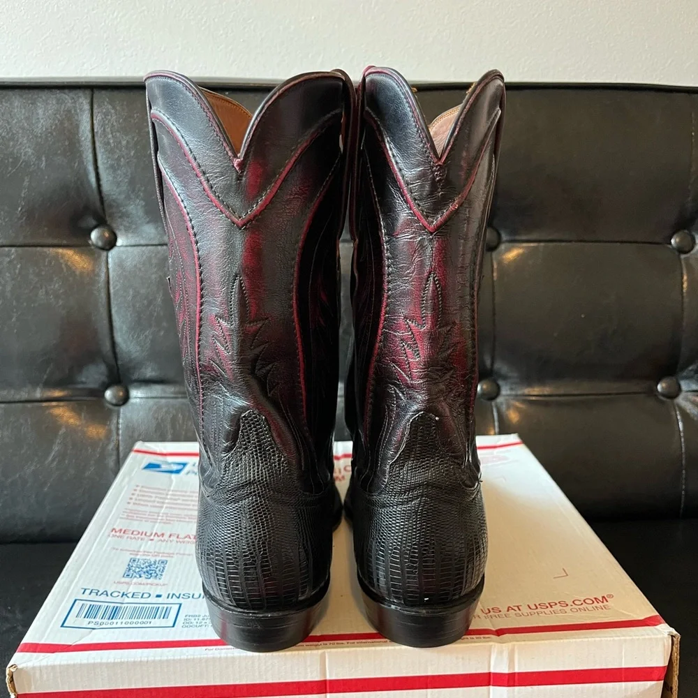 Vintage Y2K‎ Lucchese Black Cherry Lizard Boots